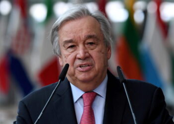 FILE PHOTO: Secretary-General of the United Nations Antonio Guterres addresses the media in Brussels, Belgium June 24, 2021. John Thys/Pool via REUTERS/File Photo