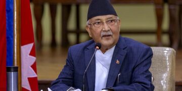 Prime Minister KP Sharma Oli addressing a meeting held to consult with specialists on COVID-19 pandemic, at his officail reidence in Baluwatawr, Kathmandu, on Wednesday, June 3, 2020. Photo: Rajan Kafle/PM's Secretariat