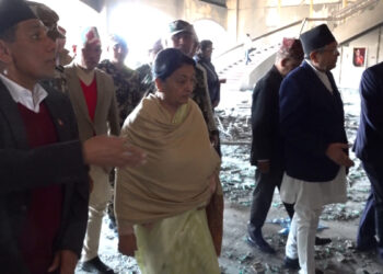पूर्वराष्ट्रपति भण्डारीद्वारा जेन-जी आन्दोलनमा क्षति भएको संसद भवनको अवलोकन
