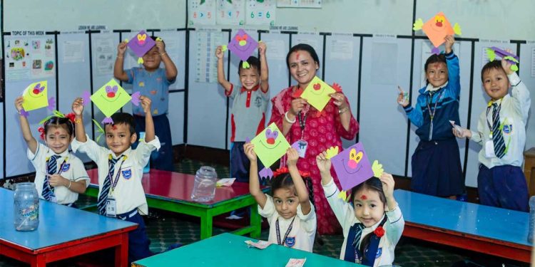 पोखराको बालकल्याण स्कुलमा विजयादशमीको शुभकामना