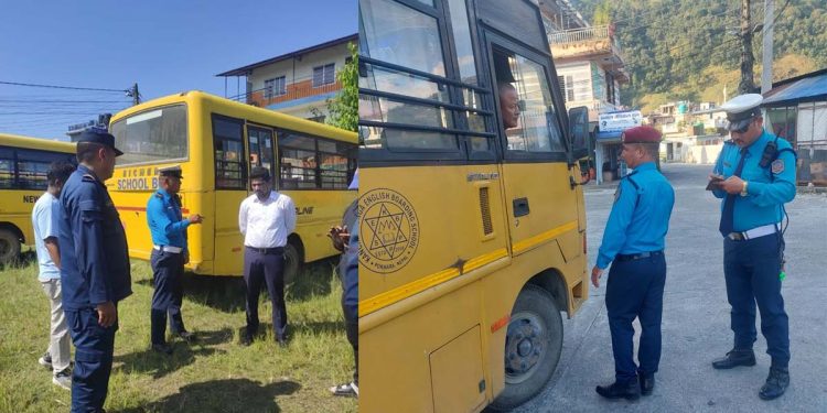 कास्कीमा ४७ स्कुल बसको जाँच, २२ ओटालाई दुई दिनभित्र अवस्था सुधार्न निर्देशन